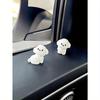 2pcs Super Cute White Bichon Dog Car Decoration Ornaments, Exquisite Small Gifts