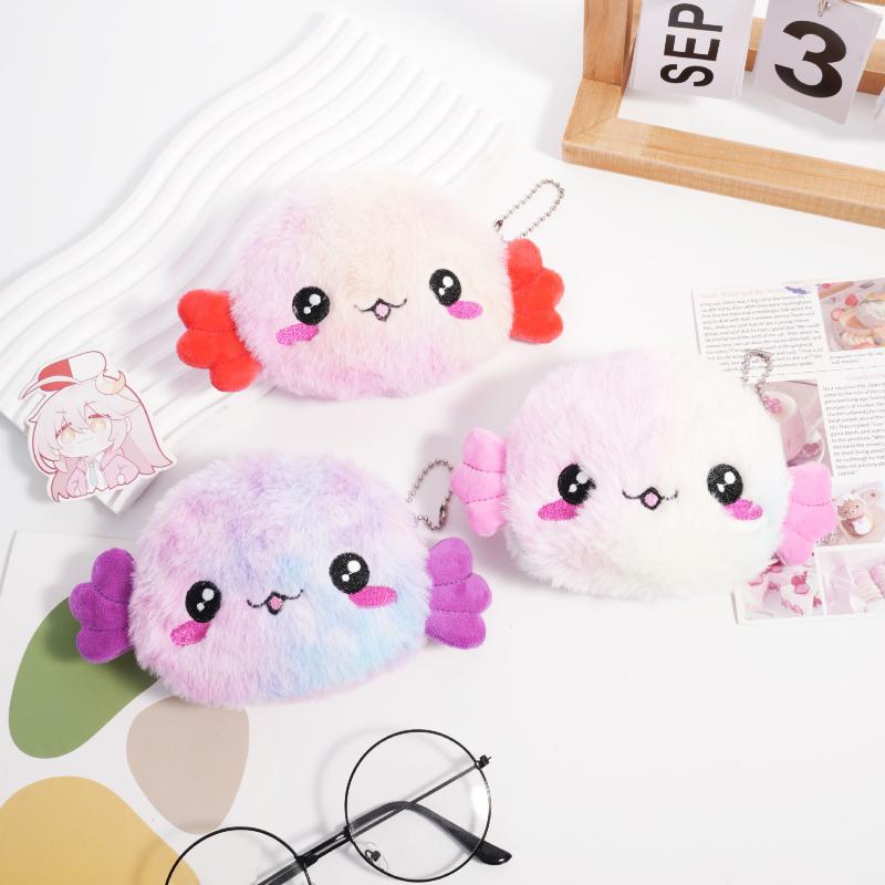 Niedliche Plüsch-Salamander-Münzbörse, Cartoon-Axolotl-Geldbörse, Tragbare Mini-Kopfhörertasche, Stilvoller Taschenanhänger