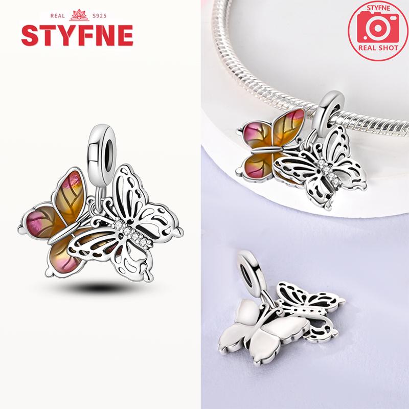 

Charms Copper Creative Double-Layer Butterfly Pendants Fit Charms Plata Original Bracelet Beads Women Jewellery Making