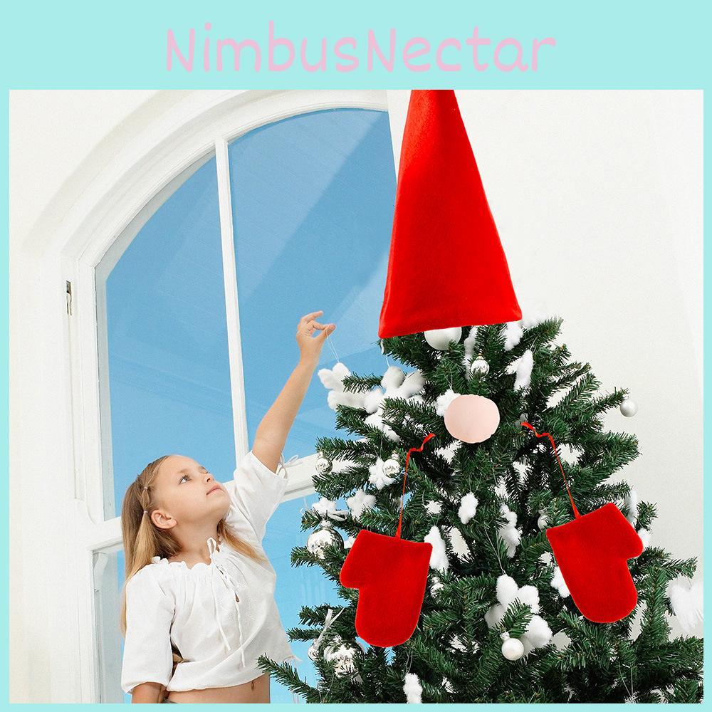 European And American Style Cozy Christmas Tree Topper Star With Adorable Hat Nose