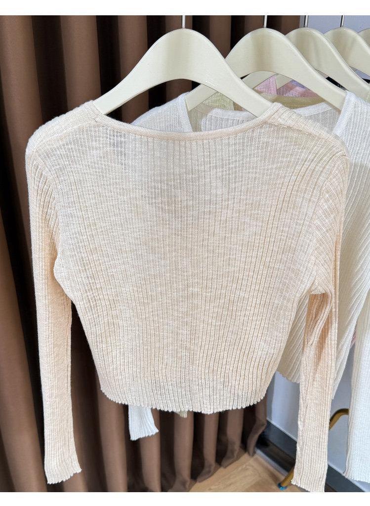 Hochwertiger dünner gerippter Strick-Cardigan für Damen, Perfekte Sommer-Schicht für Camisole-Kleider, Kleiner Bolero, Sonnenschutz-Schal aus Eis-Seide