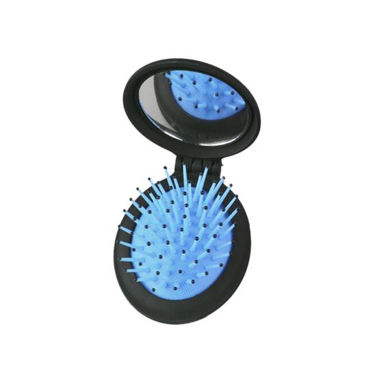 

Портативный складной дорожный макияж, мягкая щетка для волос, массажер, расческа с зеркалом синий