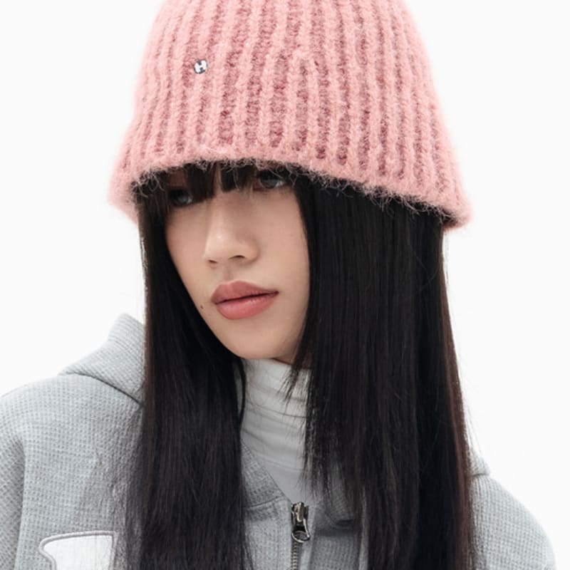 

HIGHSCHOOLDISCO Wool Badge Knit Bucket Hat_Pink free