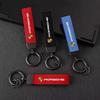 1pc Car Styling Zinc Alloy Keyring Suede Leather Keychain For Panamera Cayenne Taycan 911 718 Macan Carrera-GT 928 944 YP4