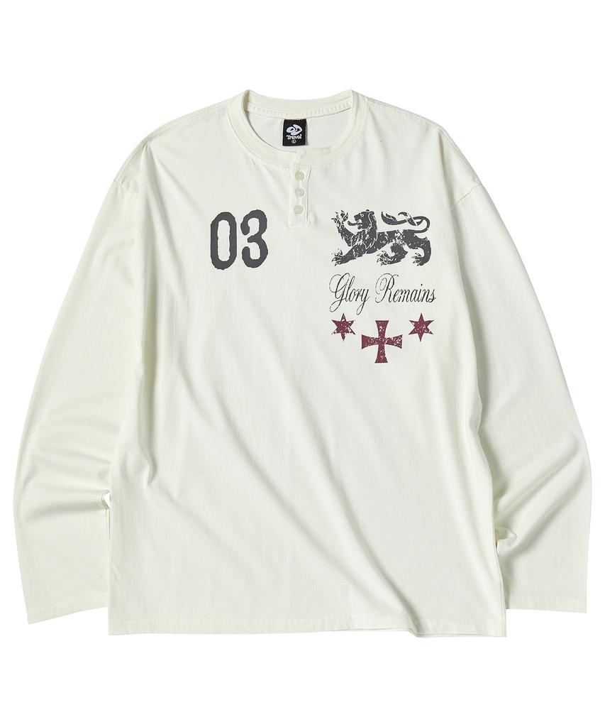 TRAVEL Glory Remains Pigment Henley Neck Long Sleeve Cream