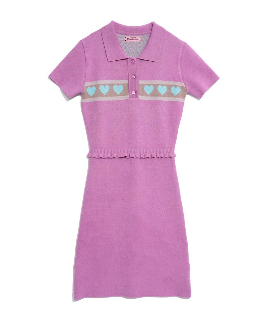 High School Disco Heart Ruffle Knit Ops_Pink