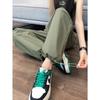 Women's Quick-Dry High-Waisted Cargo Pants with Drawstring - Military Green, Summer Casual, Wide-Leg Hiking Parachute Style