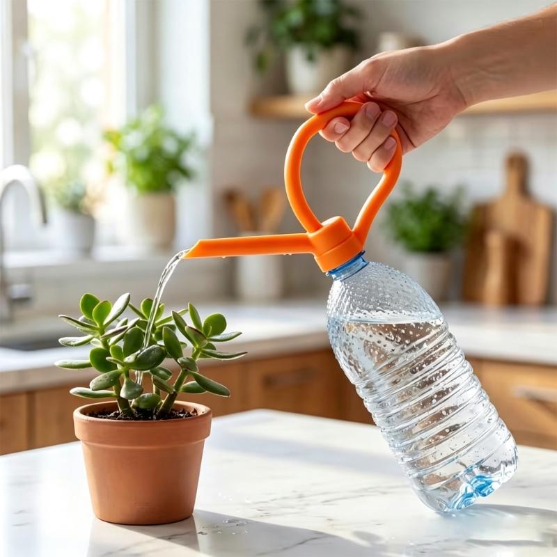 Watering Nozzle Adapter for Plastic Bottle Use, Loop Handle Design for Balcony Pots, Desk Pots, and Soil Watering