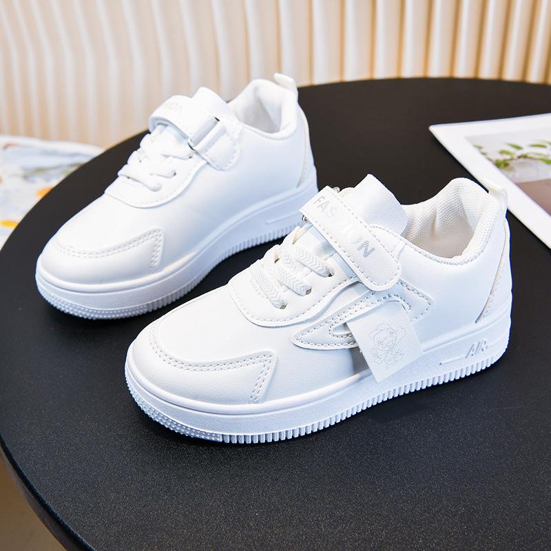 Dětské bílé boty Jarní a podzimní Nové Měkká podrážka Nízké Jednoduché boty Dívčí boty Střední a Velké Dětské Ležérní Tenisky Chlapecké boty