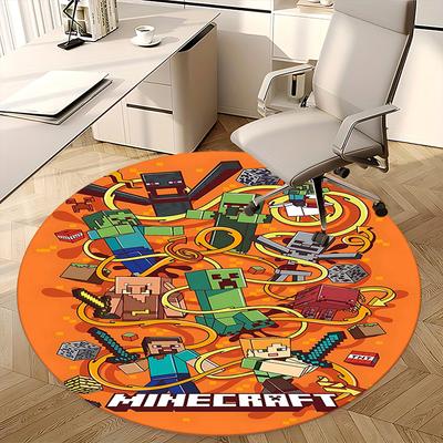 Minecraft Characters,Pixel Art Chair Mat Round Rug Office Carpet, Machine Washable, Non Slip, Suitable for Living Rooms, Bedrooms