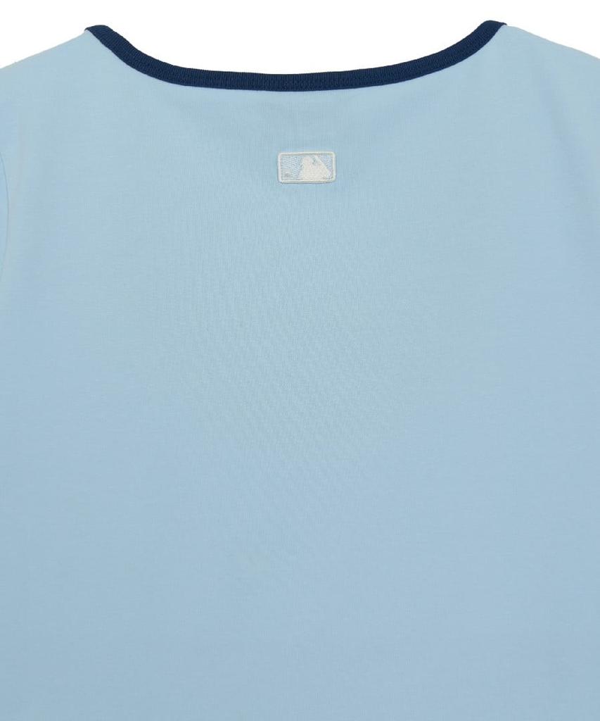 Emelbi Women'S Basic Square Neck Slim Fit Short Sleeve T-Shirt La (Mg. Blue)