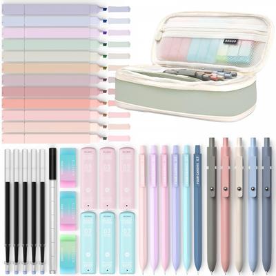 Four Candies Stationery Set, Pencil Case, Highlighter Pen, Ballpoint Pen, 0.5 & 0.7&0.9mm Mechanical Pencil Set, School Supplies Set, Student Statione