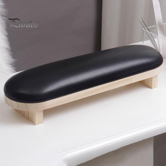 DIY Nail Art Hand Rest Wood Stand Soft Sponge Filling Solid Color Faux Leather Pillow Wrist Support Professional Manicure Palm Arm for Salon Tool