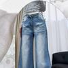 Dżinsy z wysokim stanem i szerokimi nogawkami Damskie Letnie Duże Rozmiary Skinny Luźne Przeciągające Proste Spodnie Retro Street Style Baggy Długie Dżinsy dla Pań