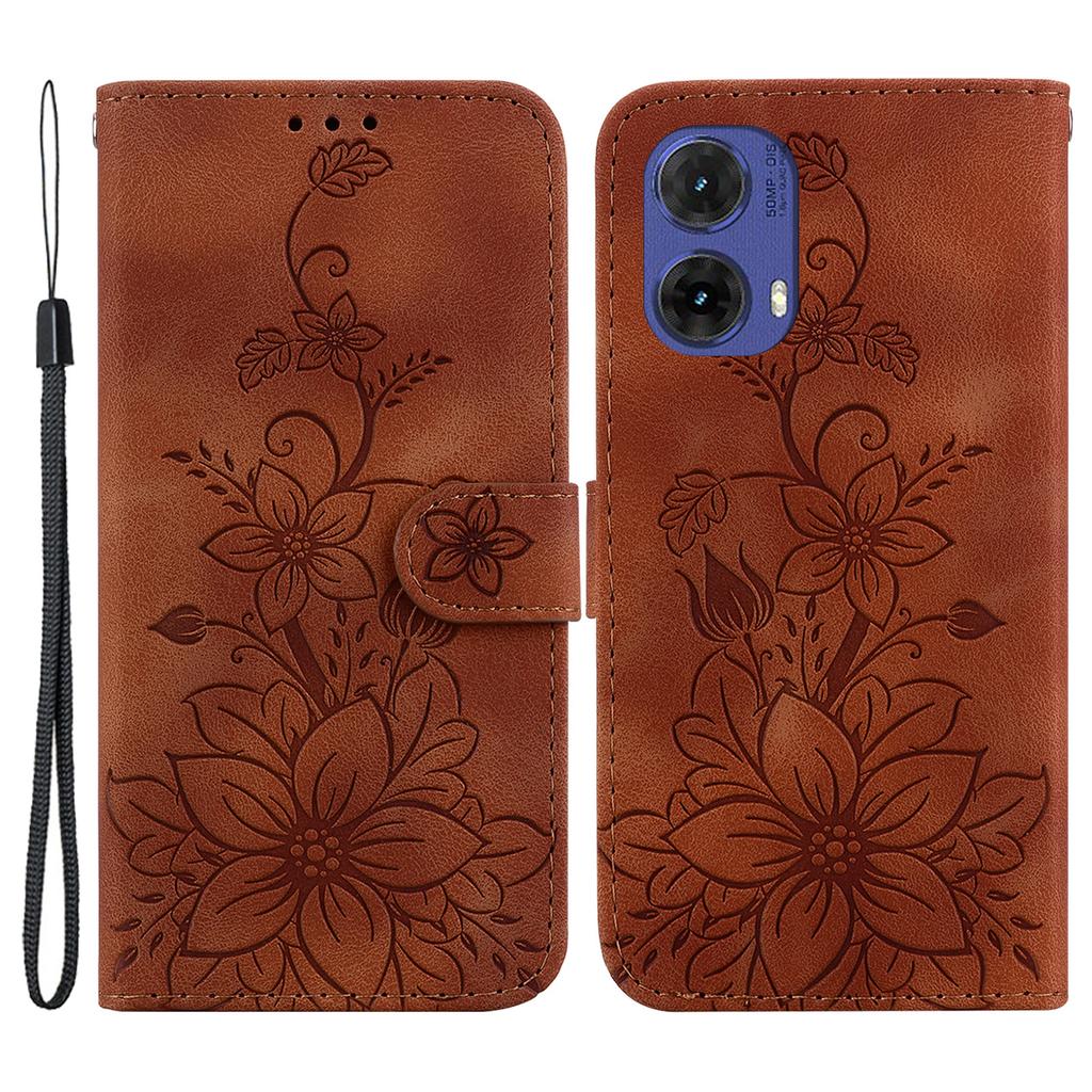 For Motorola Moto G85 5G/S50 Neo 5G Phone Stand Case PU Leather Wallet Phone Cover with Imprinted Flower Pattern