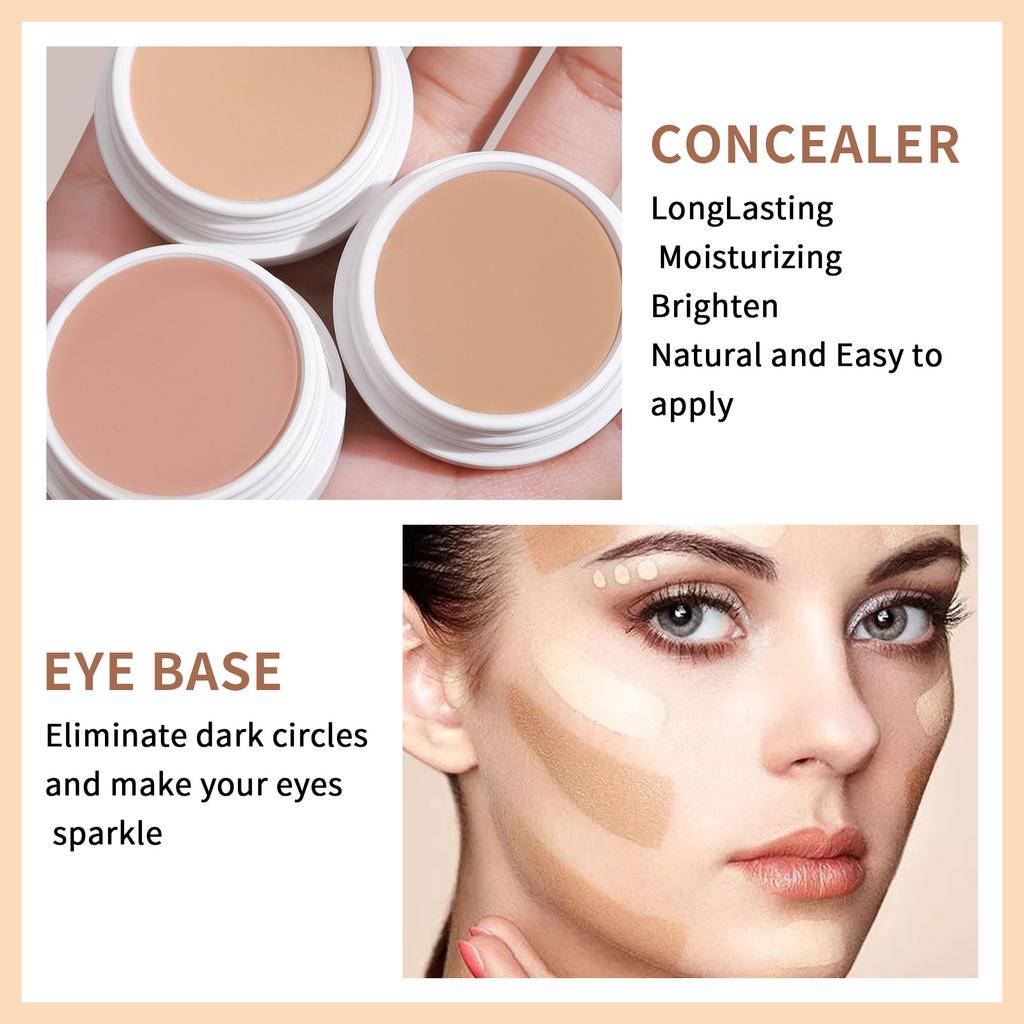 Concealer Cover Acne Mark Concealer Liquid Cover Dark Circles Makeup Three-Color Concealer