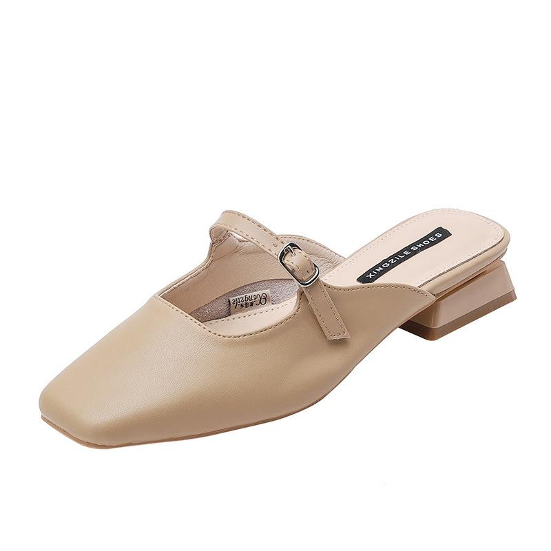 

Кожаные сандалии Мэри Джейн женские тапочки на низком каблуке туфли-лодочки 2025 лето с мелким толстым каблуком маленькие ароматные темпераментные туфли-лодочки женские 40