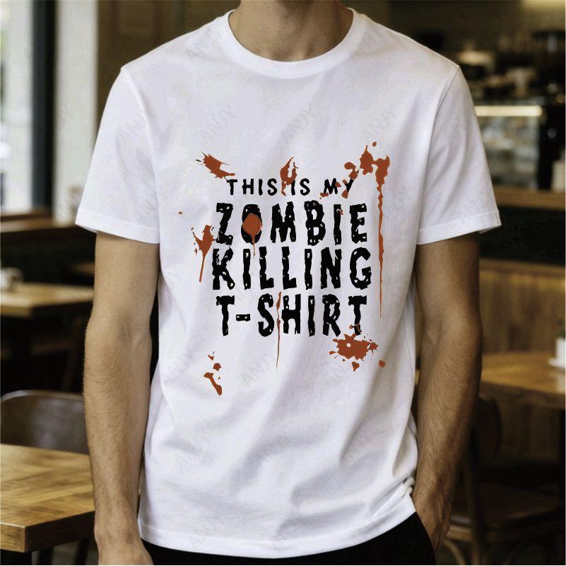 Dark Style Zombie Apocalypse Text Printed Tshirt Fun Dark Style Unisex Loose Short Sleeved Shirt