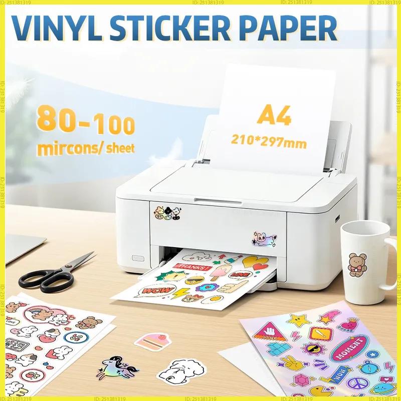 Printable Holographic Color Vinyl Sticker Paper A4 Size 210*297Mm Self Adhesive Waterproof Sticky Sheet For Inkjet Laser Printer