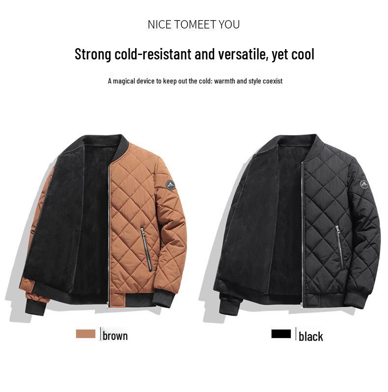 2024 Men's Large Winter Down Jacket - Velvet-Lined, Thickened Baseball Style with Stand Collar