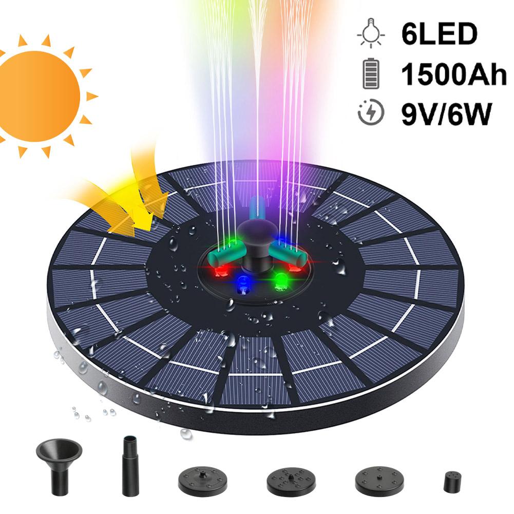 New Floating Solar Fountain Garden Waterfall Fountain Bird Bath Fountain With 360° Rotatable Nozzle Water Pump For Ponds Garden