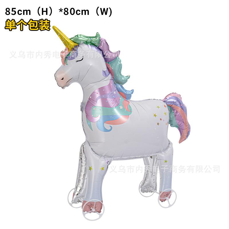 4D Djur Aluminiumfolieballong Med Hjul Stor Tredimensionell Elefant Kreativ Rullande Ballong Ståndleksak Festdekoration