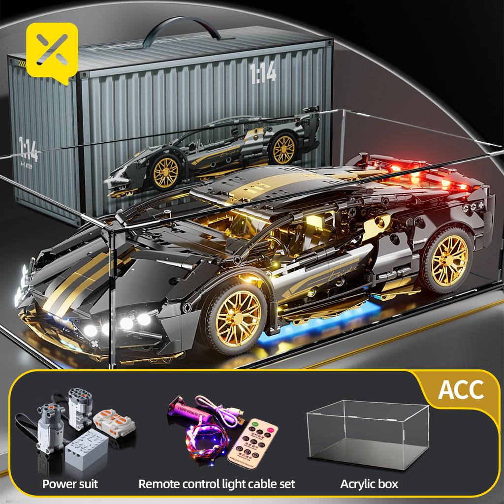 ToylinX 1:14 Supercar Building Block Toy Optional Power Group 14+ Technology Design Christmas Gift for Adults and Kids With Box