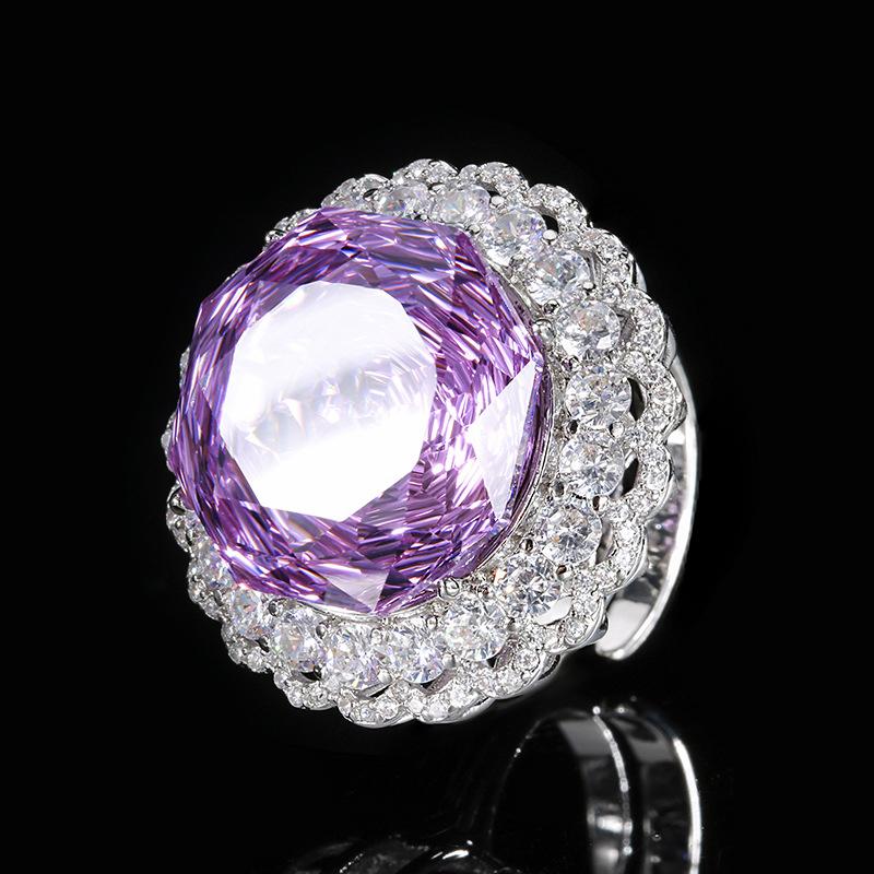 Popular Jewelry Copper Bottom Gold Plated Rose Cut Light Luxury Set Female Main Stone 18Mm