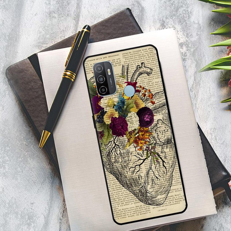 Medical Human Organs Heart Art Case For OPPO A94 A74 A54 A83 A91 A93 A15 A16 A52 A72 A5S A53S A5 A9 A31 A53 2020 Cover