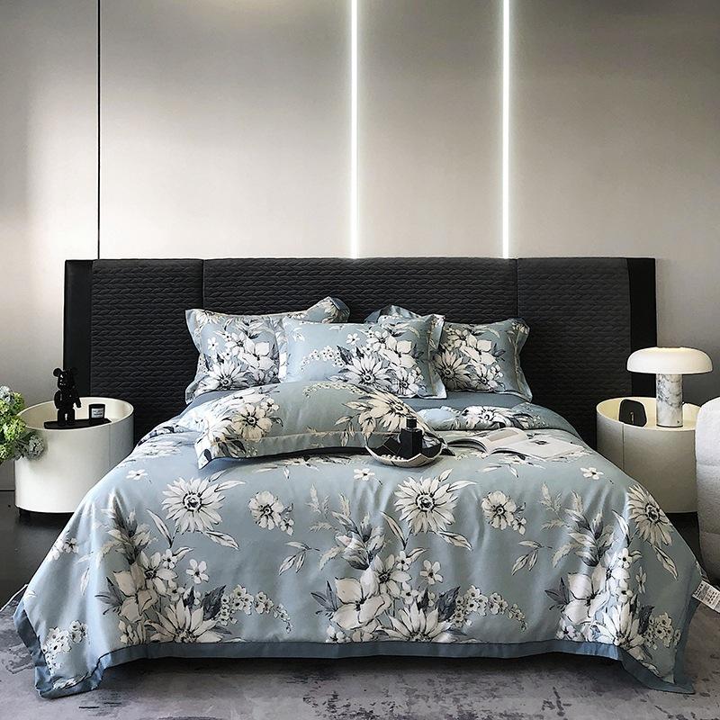 Piumone Estivo Sottile 4 pezzi Tessili per la Casa Lusso Leggero Coperta Estiva Fresca Taglia Queen Piumone per Aria Condizionata Set Lenzuolo Federe