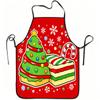 1pc Christmas Tree Candy Cane Cake Print Apron, Durable And Easy To Clean, Adjustable Waist Tie, Polyester Material, Suitable for Kitchen Cooking, Gar