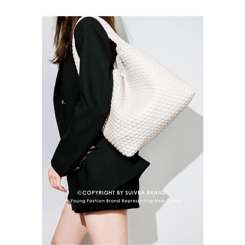 Dameveske Vintage Skulderveske med stor kapasitet underarmsveske Håndvevd veske Tekstur Trend veske