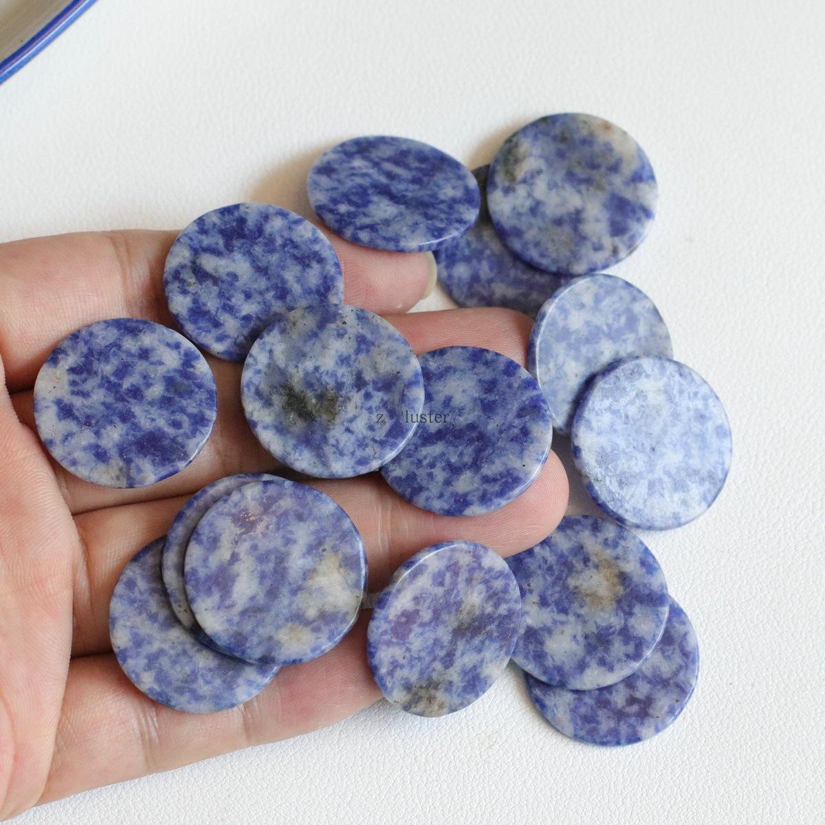 25mm Holeless Lapis Lazuli and Tiger Eye Round Stone Inlay for Handmade DIY Jewelry