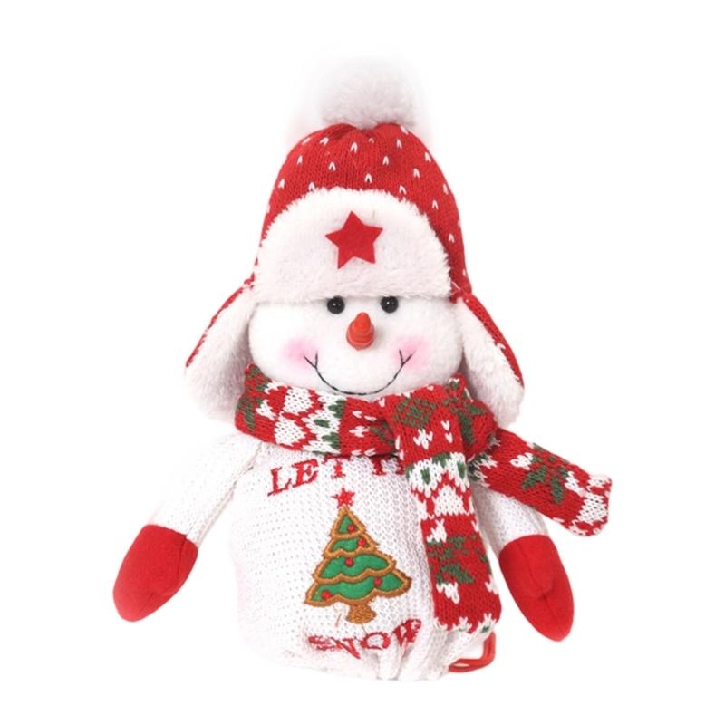 

Christmas Gift Bag With Santa/Snowman/Reindeer Print Fabric Drawstring Pouch for Holiday Party Treat Candy Storage