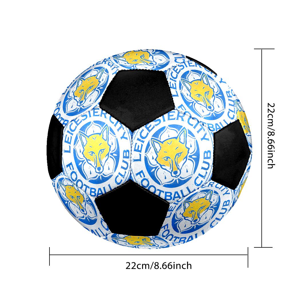 SIZE 5 Leicester City FC Soccer Ball Colorful All Ages Machine Stitched PVC Competition Ready Durable High-Bounce