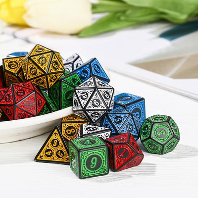 7 Adet Çok Yüzlü Zar Çift Renkli Çok Yüzlü Oyun Zarları RPG Dungeons and Dragons DND RPG D20 D12 D10 D8 D6 D4 Masa Oyunu