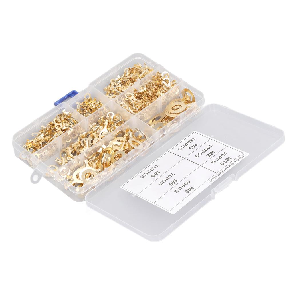 540Pcs Conector terminal inelar din alamă aurie M3 M4 M5 M6 M8 M10 în formă de O pentru sârmă