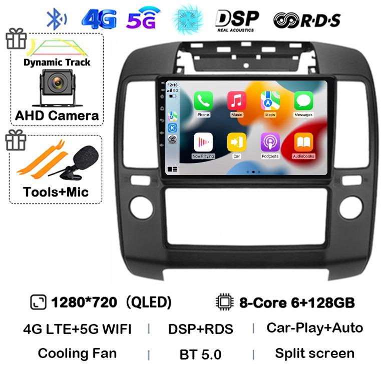 Android 14 Carplay Auto Car Radio For Nissan Navara 3 D40 2004 2005 2006 2007 2008-2010 Multimedia Player GPS 4G WIFI 360 Camera