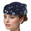 Rhinestone Flower Fascinator Hat for Teaparty Cocktail Party Female Pillbox Hat Roleplay Bowler Hat for Formal Occasion
