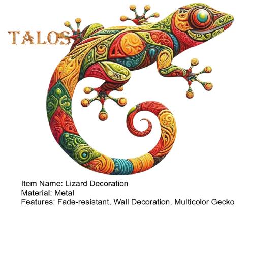 Wall Art Gecko Decoration Metal Lizard Wall Decoration Colorful Wall Mounted Gecko for Garden Fence Home Farmhouse Decor