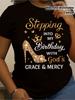 Women's Birthday High Heels and Heel Letter Print T-Shirt- Spring Summer Autumn Casual Short Sleeve
