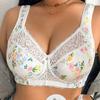 Bra Plus Size Wireless Un‑Padded Thin Floral Lace Bra Minimizer Brassiere for Large Bust