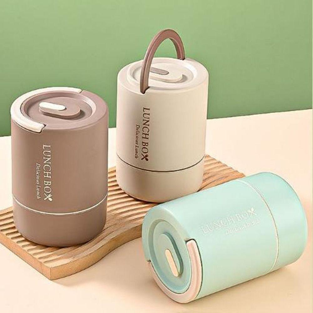 Large Capacity Thermal Lunch Box Round Insulated Lunch Box Portable Lunch Container Set  School