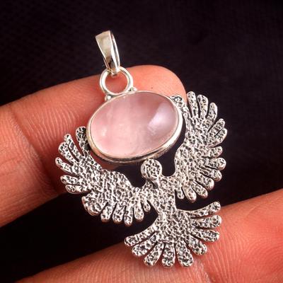 Silver Bird Pendant Rose Quartz Black Onyx Amethyst Gemstone Pendant Women Jewelry Reiki Pendant