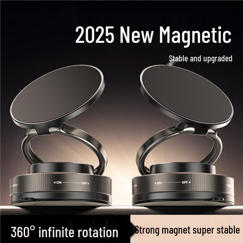 2025 Magnetic Metal Phone Holder with Vacuum Suction for Car Navigation - Foldable & Portable