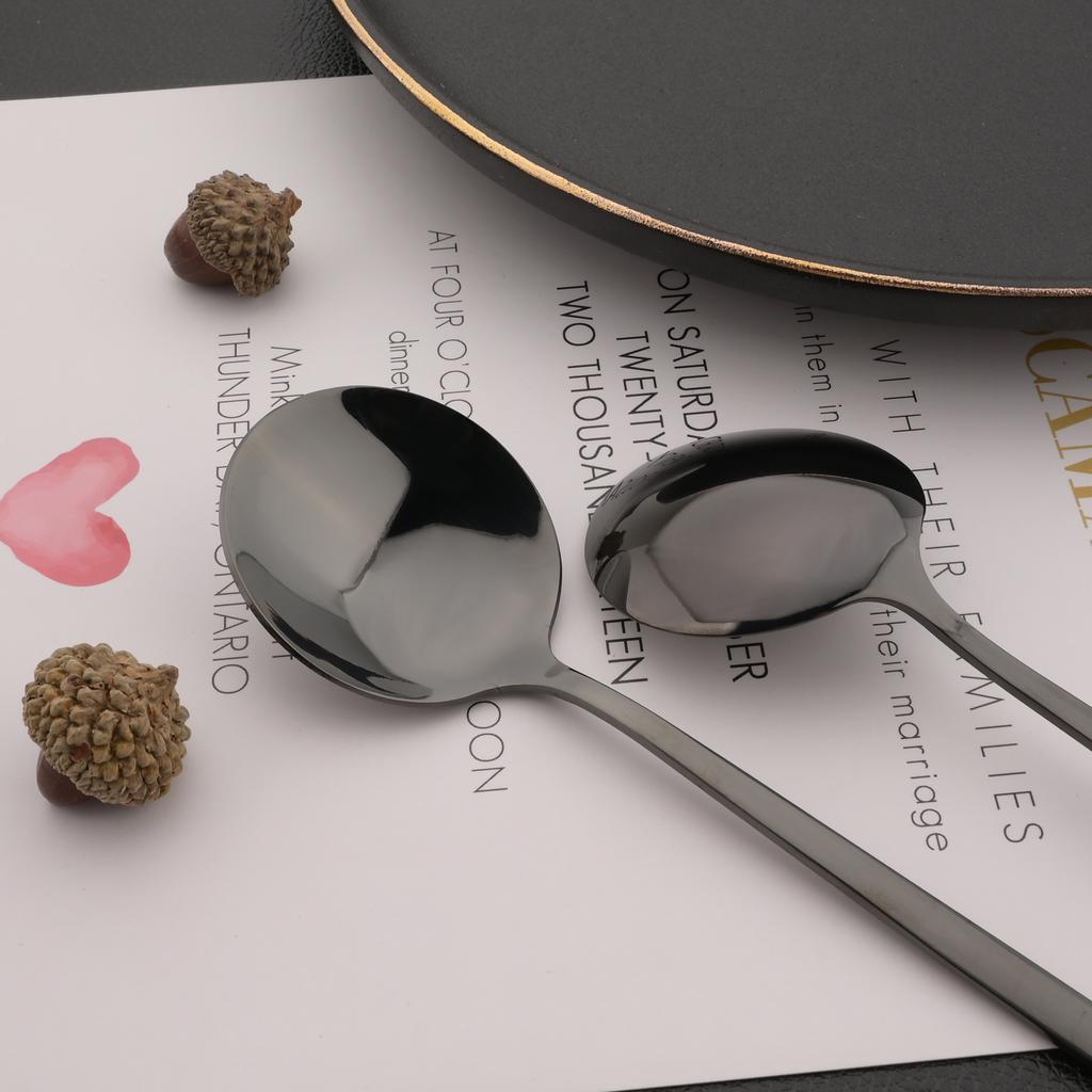 6Pcs Tea Coffee Stir Mini Spoons Small Mirror Stainless Steel Spoon Kitchen Accessories Black Rose Gold Teaspoon Set Wholesale