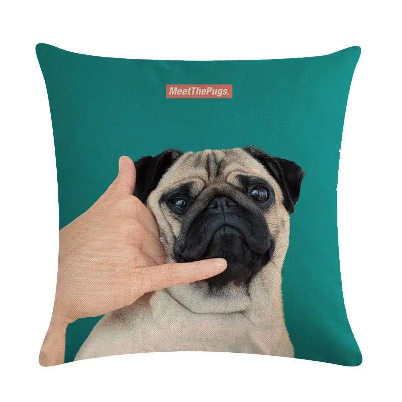 Cute Puppy Head Series Linen Pillow Case Seat Sofa Bedroom Cushion Cover Home Decoration Pillowcase 45*45Cm