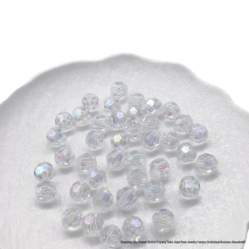 Acrylic AB Color Crystal Beads: Straight Hole Transparent Beads for DIY Phone Chains, Necklaces, and Decorations.