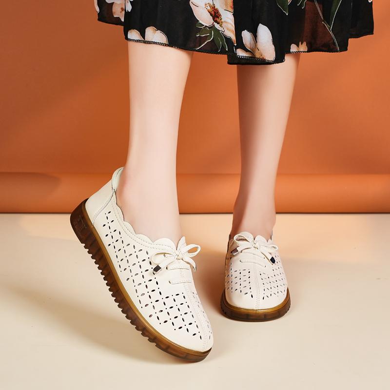 Damskie mokasyny skórzane buty płaskie do jazdy codzienne buty do chodzenia minimalistyczne letnie buty ciążowe dla dziewczyny plus size