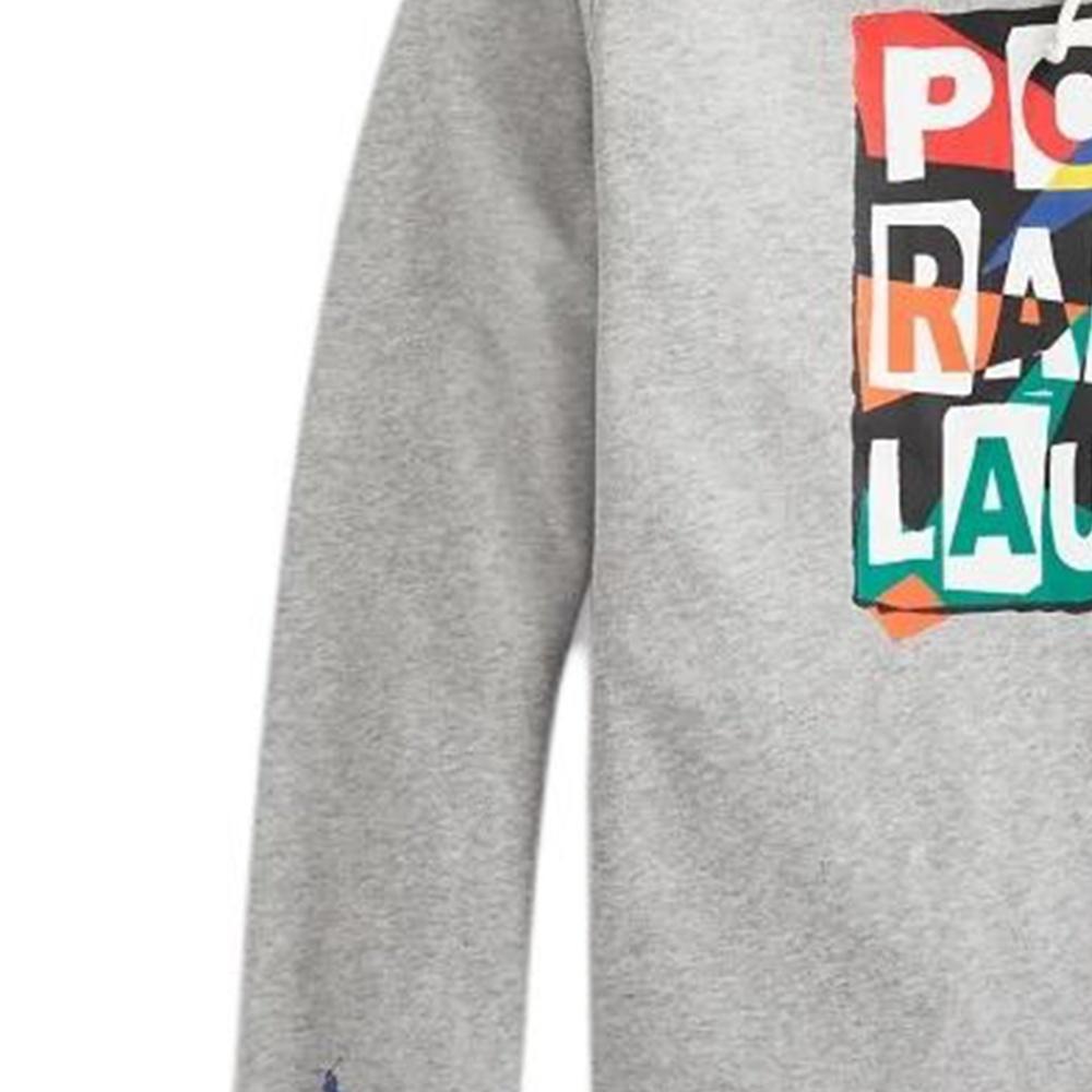 Polo Ralph Lauren SS22 Hooded Pony Pattern Fleece Lined Sweatshirt Unisex Gray 710868912002